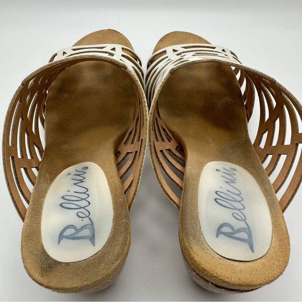 BELLINI Pretty White Faux Nubuck Wedge Slip On Sandals Size 9 - Picture 5 of 11